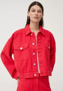 2NDDAY geaca jeans 2ND Rodriguez TT - Canvas Den femei, culoarea rosu, de tranzitie, oversize, 2244717955 imagine