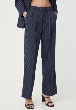 2NDDAY pantaloni 2ND Carter - Pinstripe femei, culoarea albastru marin, drept, high waist, 2244160170 imagine