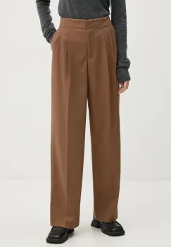2NDDAY pantaloni Carter femei, culoarea bej, drept, high waist, 2245161120 imagine