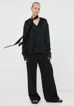 2NDDAY pantaloni femei, culoarea negru, drept, high waist imagine