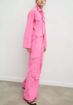 2NDDAY pantaloni femei, culoarea roz, lat, high waist imagine