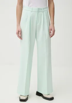 2NDDAY pantaloni Mille femei, culoarea verde, lat, high waist, 2252162151 imagine
