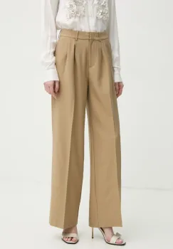 2NDDAY pantaloni Mille femei, culoarea verde, lat, high waist, 2252162151 imagine