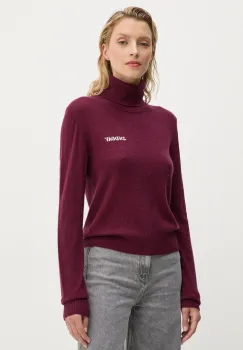 2NDDAY pulover din amestec de lana Porto TT femei, culoarea violet, light, cu guler, 2245344408 imagine