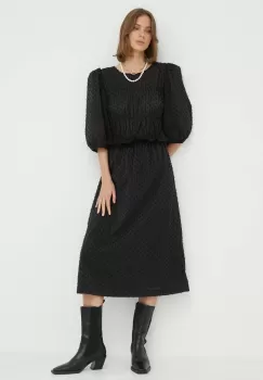 2NDDAY rochie culoarea negru, midi, evazati imagine