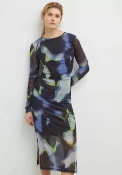 2NDDAY rochie culoarea negru, midi, mulata imagine