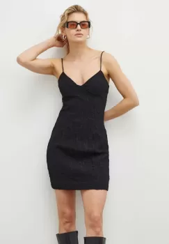 2NDDAY rochie culoarea negru, mini, drept imagine