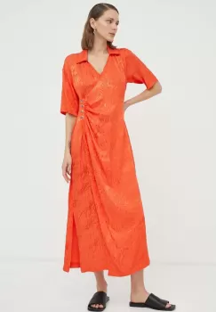 2NDDAY rochie culoarea portocaliu, maxi, evazati imagine