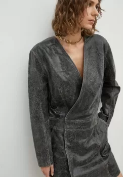 2NDDAY rochie de piele culoarea negru, mini, drept imagine