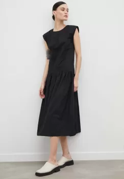 2NDDAY rochie din bumbac culoarea negru, midi, evazati imagine