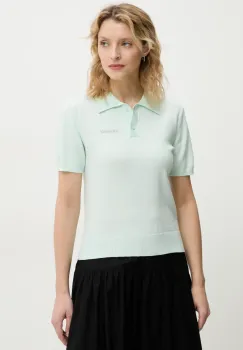 2NDDAY tricou polo din amestec de lana Jean femei, culoarea turcoaz, 2252348408 imagine