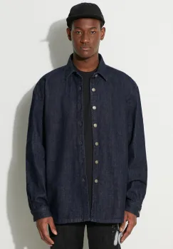 424 camasa din denim barbati, culoarea bleumarin, cu guler clasic, relaxed 35424EJ01L2.236545 imagine