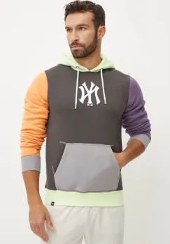47 brand bluza MLB New York Yankees barbati, culoarea gri, cu gluga, modelator, BB017PMKDZZ634960GH imagine