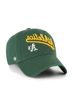 47 brand sapca de baseball din bumbac MLB Athletics culoarea verde, uni, B-RGWSC18GWS-DGC imagine