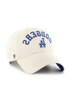 47 brand sapca de baseball din bumbac MLB Los Angeles Dodgers culoarea bej, cu imprimeu, B-CLBFB12GWS-Y0 imagine