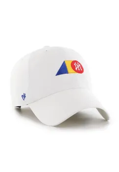 47 brand sapca de baseball din bumbac MLB New York Yankees culoarea alb, cu imprimeu, B-PRPCU17GWS-WH imagine