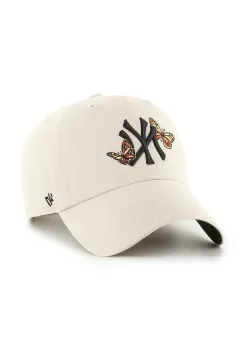 47 brand sapca de baseball din bumbac MLB New York Yankees culoarea bej, cu imprimeu, B-ICACL17GWS-BN imagine