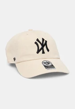 47 brand sapca de baseball din bumbac MLB New York Yankees culoarea bej, cu imprimeu, B-RGW17GWS-NTB imagine