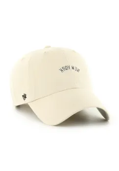 47 brand sapca de baseball din bumbac MLB New York Yankees culoarea bej, neted, B-BSRNS17GWS-NT imagine