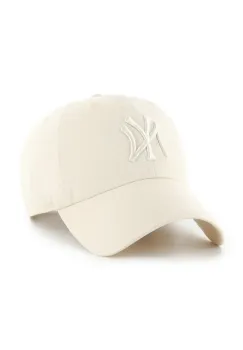 47 brand sapca de baseball din bumbac MLB New York Yankees culoarea bej, uni, B-RGW17GWS-NTG imagine