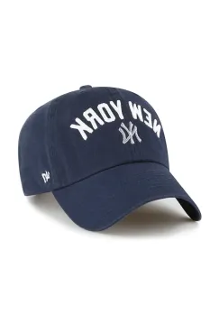 47 brand sapca de baseball din bumbac MLB New York Yankees culoarea bleumarin, uni, B-RGWSC17GWS-NYE imagine