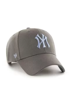 47 brand sapca de baseball din bumbac MLB New York Yankees culoarea gri, cu imprimeu, BCPTN-SUMVP17WBP-GH01 imagine