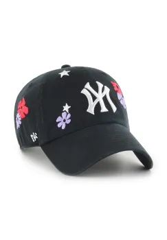 47 brand sapca de baseball din bumbac MLB New York Yankees culoarea negru, cu imprimeu, B-FLRAC17GWS-BKA imagine