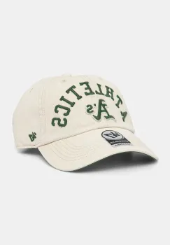 47 brand sapca de baseball din bumbac MLB Oakland Athletics culoarea bej, cu imprimeu, B-CLBFB18GWS-Y0 imagine