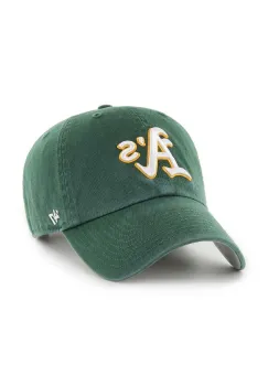47 brand sapca de baseball din bumbac MLB Oakland Athletics culoarea verde, cu imprimeu, BCPTN-DBLUN18GWS-DG08 imagine