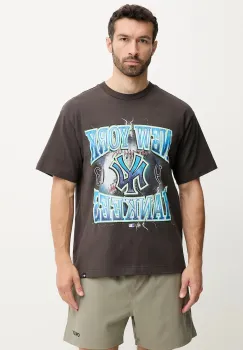 47 brand tricou din bumbac MLB New York Yankees culoarea gri, cu imprimeu, BB017TMKBRU643626C9 imagine