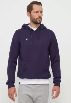 47brand bluza MLB Los Angeles Dodgers barbati, culoarea albastru marin, cu gluga, neted imagine