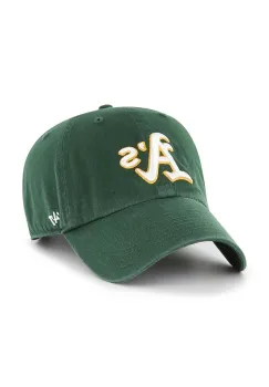 47brand caciula din bumbac MLB Oakland Athletics culoarea verde, cu imprimeu imagine
