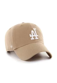 47brand sapca de baseball din bumbac MLB Los Angeles Dodgers culoarea bej, cu imprimeu imagine