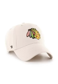 47brand sapca de baseball din bumbac NHL Chicago Blackhawks culoarea bej, cu imprimeu imagine