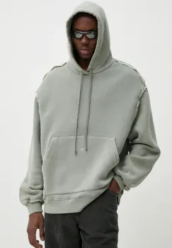 A-COLD-WALL* hanorac de bumbac Facade Hoodie barbati, culoarea gri, cu gluga, neted, ACWMW200 imagine