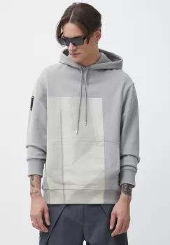 A-COLD-WALL* hanorac de bumbac Strand Hoodie barbati, culoarea gri, cu gluga, cu imprimeu, ACWMW186 imagine