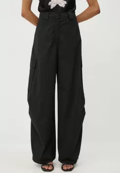 A.L.C. pantaloni Brie femei, culoarea negru, lat, high waist, 2PANT01031 imagine