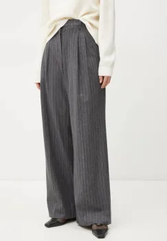 A.L.C. pantaloni de lana Charles culoarea gri, lat, high waist, 2PANT01059 imagine