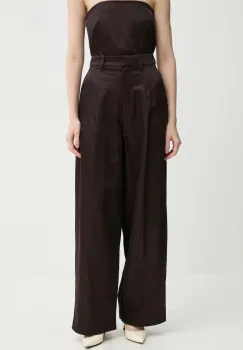 A.L.C. pantaloni femei, culoarea maro, lat, high waist, 2PANT01110 imagine