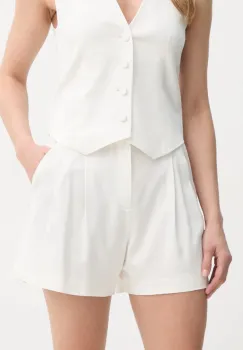 A.L.C. pantaloni scurti din lana culoarea alb, neted, high waist, 2PANT01124 imagine