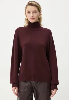 A.L.C. pulover de casmir Teddy culoarea bordo, light, cu guler, 7SWPO01026 imagine