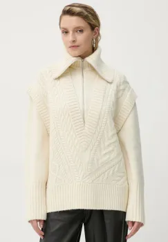 A.L.C. pulover de lana Callie femei, culoarea bej, calduros, cu guler, 7SWPO01031 imagine