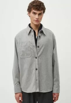 A.P.C. camasa de lana surchemise basile brodee poitrine culoarea gri, cu guler clasic, relaxed, WVBCV.H02918 imagine