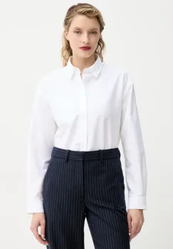 A.P.C. camasa din bumbac chemise boyfriend brodee femei, culoarea alb, cu guler clasic, relaxed, COECK.F12550 imagine