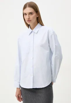 A.P.C. camasa din bumbac chemise boyfriend logo femei, cu guler clasic, relaxed, COGUH.F12550 imagine