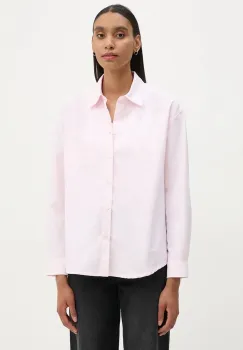 A.P.C. camasa din bumbac chemise boyfriend logo femei, culoarea roz, cu guler clasic, relaxed, COGUH.F12550 imagine