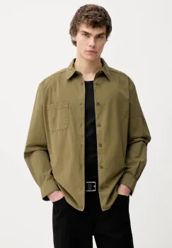 A.P.C. camasa din bumbac Chemise Malo Logo culoarea verde, cu guler clasic, relaxed, COHKU.H12553 imagine