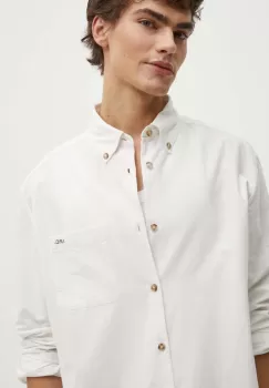 A.P.C. camasa din bumbac Chemise Mateo Logo barbati, culoarea alb, cu guler button-down, relaxed, COHAH.H12599 imagine