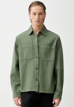 A.P.C. camasa din bumbac Surchemise Leon culoarea verde, cu guler clasic, regular, COGZV.H32019 imagine