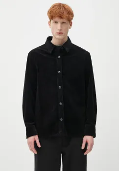 A.P.C. camasa din velur surchemise boris barbati, culoarea negru, cu guler clasic, relaxed, COHDW.H02811 imagine